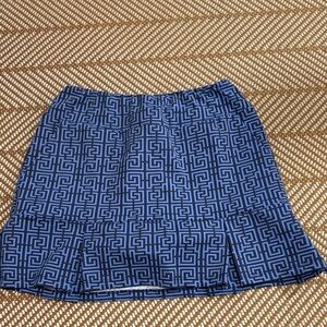 Katherine Way Blue Geometric Print Skort with Pleated Trim